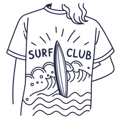 Vector art of tshirt design with paddle boarder isolated on white background