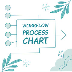 Vector art of workflow process chart diagram with engineer isolated on white background