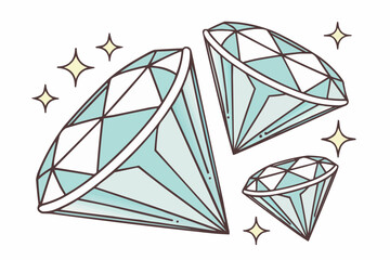 Three diamonds with sparkles