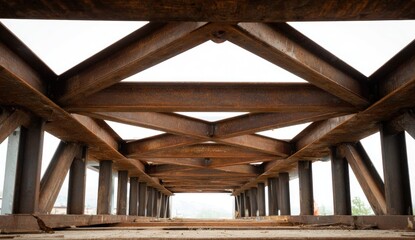 Obraz premium Rusty metal bridge support structure