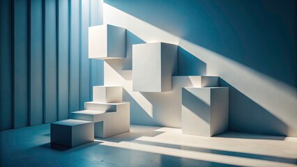 Geometric Architectural Shadows: Minimalist White Blocks Drone Photography