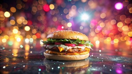 Glittering Vintage Lights Bokeh Food Photography Background - Silver & Black Abstract