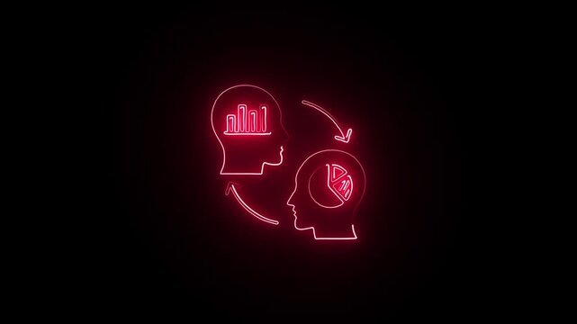 Red Neon Avatar Icon on Black Background. Red Neon Avatar Icon on Black Background. Glowing User Profile Symbol in Red Neon.