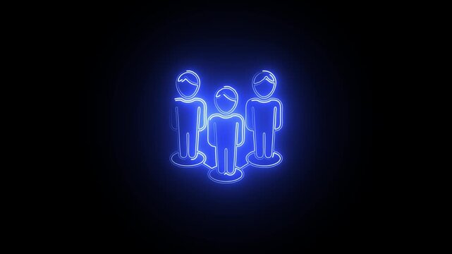Blue Neon Avatar Icon on Black Background. Blue Neon Avatar Icon on Black Background. Minimal Blue Neon Profile Picture Symbol.