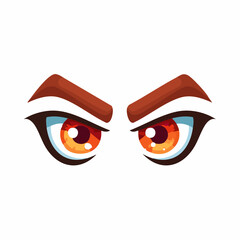Fototapeta premium Flat vector icon of angry eyes with furrowed brows and sharp gaze, stylized and bold