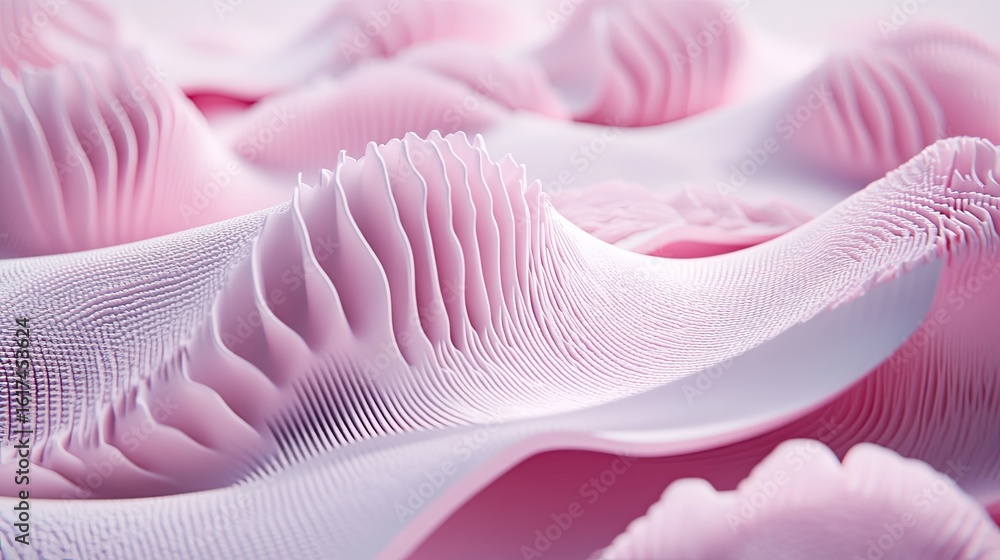 Poster abstract pink textured forms in flowing patterns.