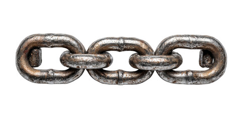 Rusty metal chain links symbolising strength, unity, connection and security