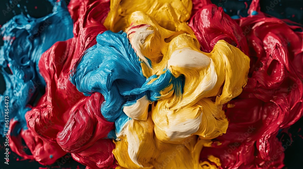 Poster vibrant colors swirl in a dynamic abstract pattern.