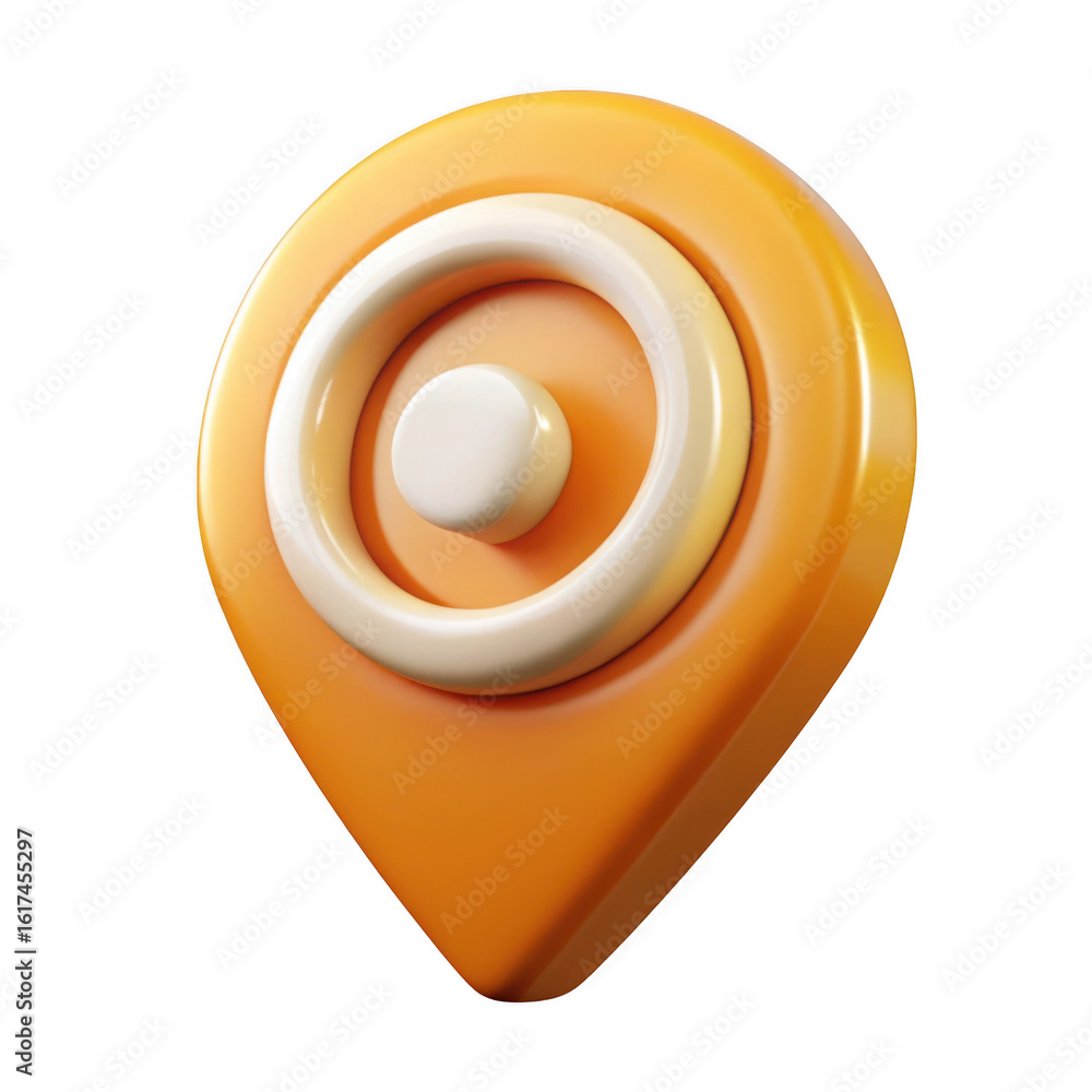 Poster 3d location pin icon with concentric circles isolated on transparent background