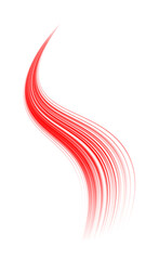 Curved red speed lines, PNG isolated