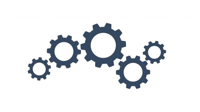 gear connects with other gears and starts working. Animation concept of collaboration, integration, teamwork, connection process