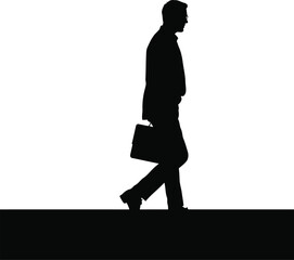 Businessman Silhouette Walking with Briefcase