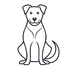 Sitting Dog Outline Vector Isolated on White – Minimalist Pet Silhouette for Logos and Design Projects