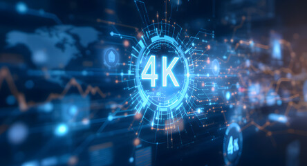 Fototapeta premium 4K Ultra HD Technology Concept with Digital Data Interface and Global Network Connections
