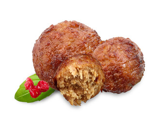 meatballs with cranberries and basil on transparent background
