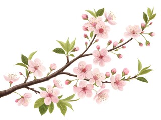 Obraz premium Delicate pink cherry blossom branch in bloom