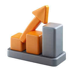 Obraz premium 3d business growth bar chart with upward arrow isolated on transparent background