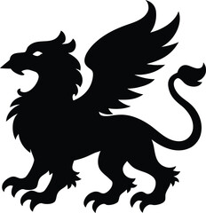 Griffin Silhouette Vector Art Illustration