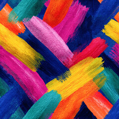 Vibrant Watercolor Strokes Seamless Pattern with Artistic Paper Texture