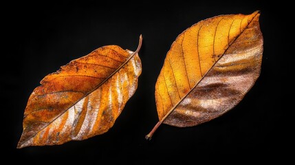 Autumn leaves, studio shot, dark background, fall design