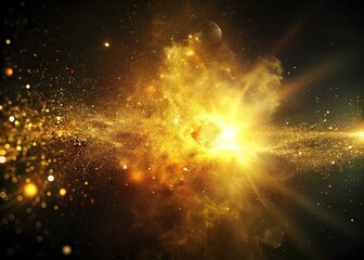 Golden Stardust Explosion: Cosmic Dust Sparks & Celestial Light Photography