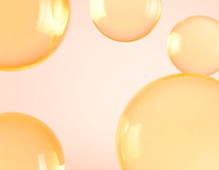 Floating golden orbs on a soft pink background