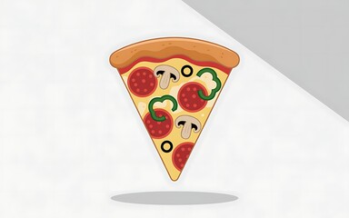 Delicious pepperoni mushroom and pepper pizza slice image