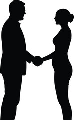 Professional Man and Woman Handshake Silhouette
