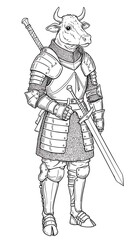 Fototapeta premium 甲冑の牛騎士