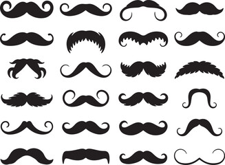 Black mustache silhouettes various styles facial hair vintage
