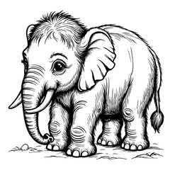 Obraz premium A detailed sketch of a charming baby elephant, depicted with intricate line work.