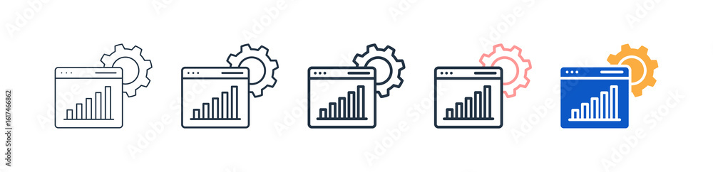 Aufkleber browser different style icons set vector illustration.