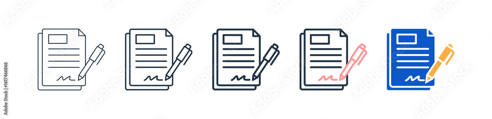 Poster contract different style icons set vector illustration.