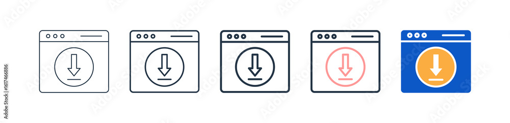 Poster browser different style icons set vector illustration.