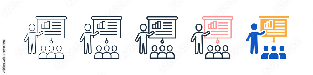 Poster presentation different style icons set vector illustration.