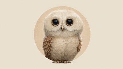 Cute and Adorable Cartoon Owl Character with Big Eyes on Soft Background, Perfect for Children’s Books and Illustrations