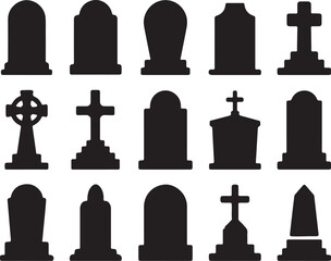 Tombstone silhouettes various shapes and sizes gravestone cemetery