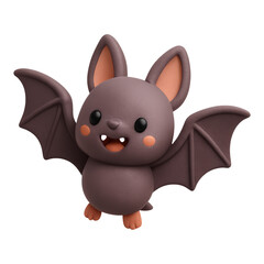 3D illustration of flying bat with transparent background