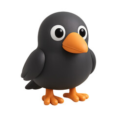 3D illustration of crow with transparent background