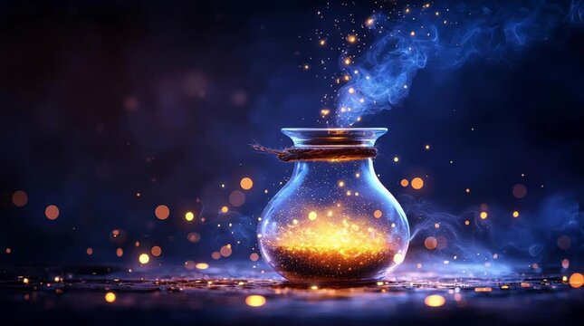 A potion bubbling with mystical light