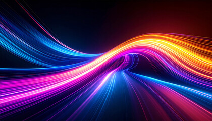 Vibrant Energy Flow: Dynamic streaks of neon light, a symphony of color and movement, create a captivating image of energy, speed, and the future.