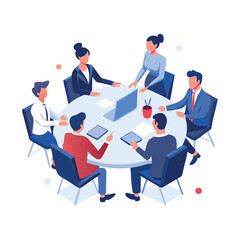 Diverse business team collaborating around a modern conference table