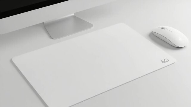 Minimalist workspace with mouse and white mousepad