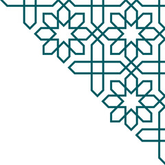 Abstract geometric corner decoration in Islamic style