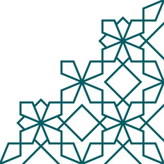 Abstract geometric corner decoration in Islamic style