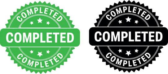 Completed stamp vector graphic design element in green and black color scheme