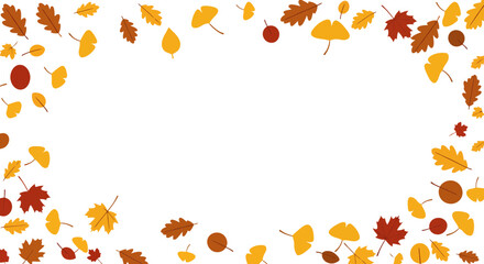 Obraz premium Autumn Leaves Frame: Golden, Yellow and Brown Foliage