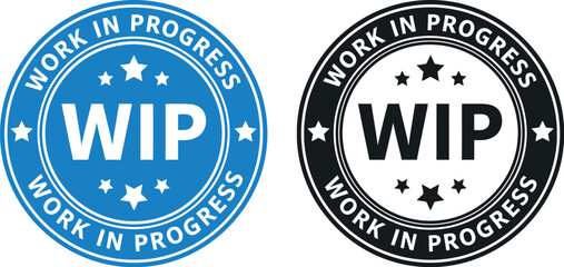 Work in progress wip vector illustration badge icon symbol label design graphic