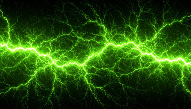 Green Energy: A vibrant and electrifying image of green lightning crackling across the frame, symbolizing the raw power of nature and innovation.