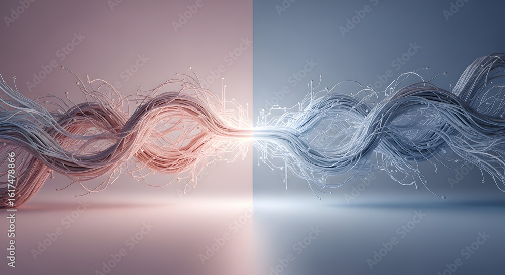 Poster data cables transferring and connecting information abstractly rendered